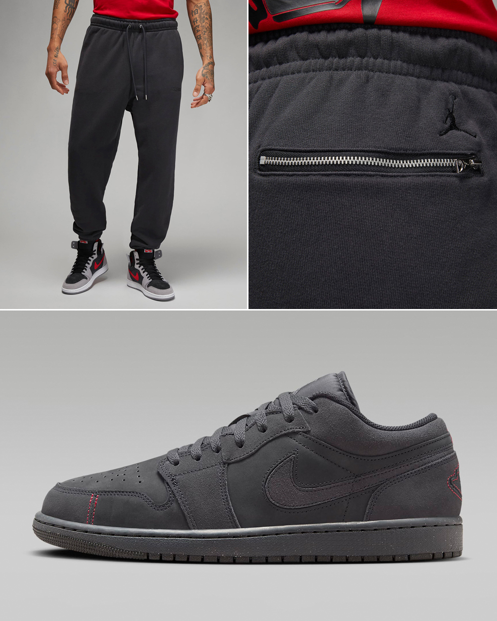 Air-Jordan-1-Low-Craft-Dark-Smoke-Grey-Pants-Matching-Outfit