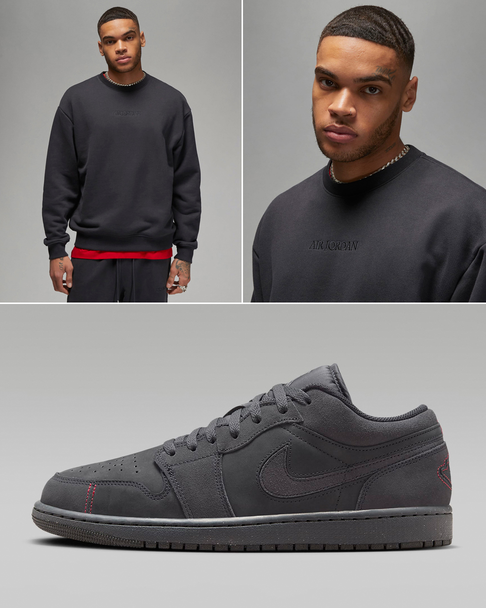 Air-Jordan-1-Low-Craft-Dark-Smoke-Grey-Sweatshirt-Matching-Outfit