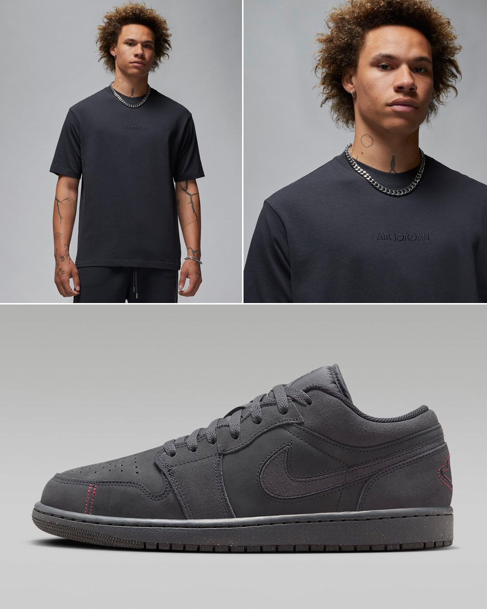Air-Jordan-1-Low-Craft-Dark-Smoke-Grey-T-Shirt-Matching-Outfit