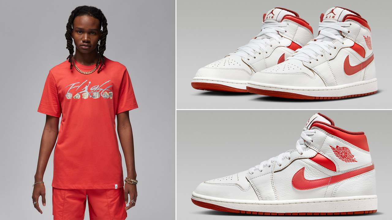 Air-Jordan-1-Mid-SE-White-Dune-Red-Lobster-Shirts-Clothing-Outfits