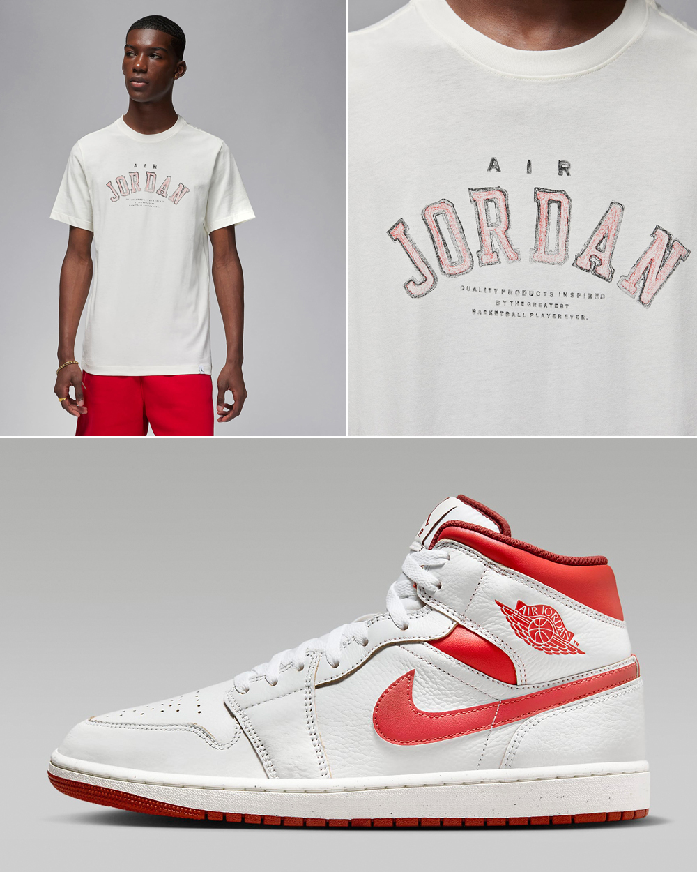 Air-Jordan-1-Mid-SE-White-Dune-Red-Lobster-T-Shirt
