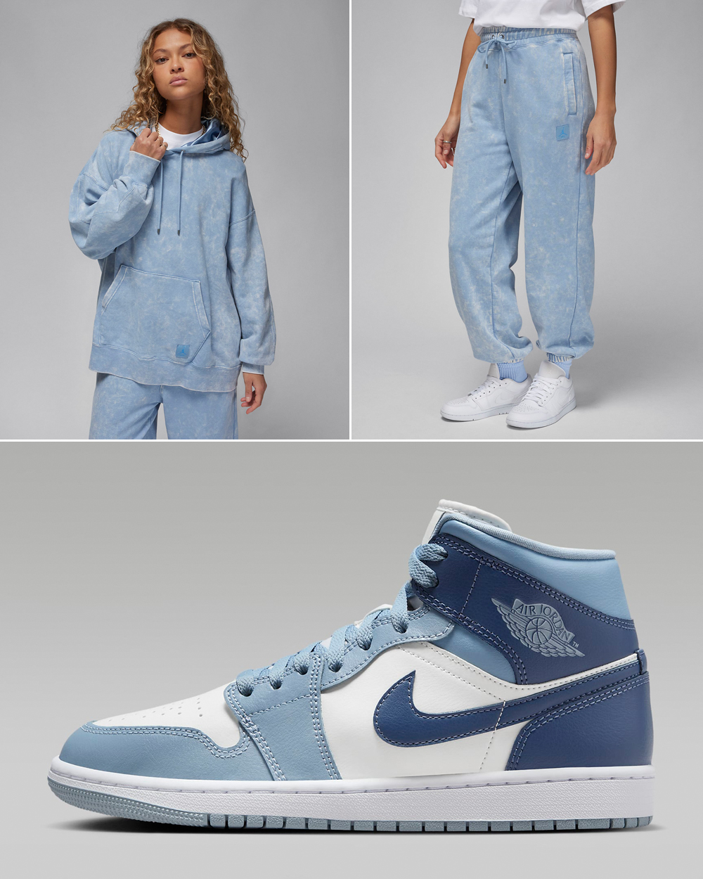 Air-Jordan-1-Mid-Womens-Blue-Grey-Diffused-Blue-Hoodie-Pants