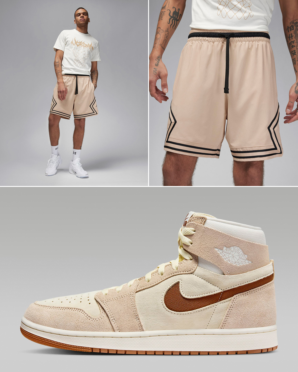Air-Jordan-1-Zoom-CMFT-2-Sail-Legend-Medium-Brown-Shirt-Shorts-Outfit