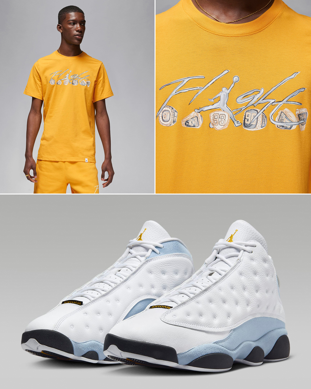 Air-Jordan-13-Blue-Grey-Yellow-Ochre-Shirt