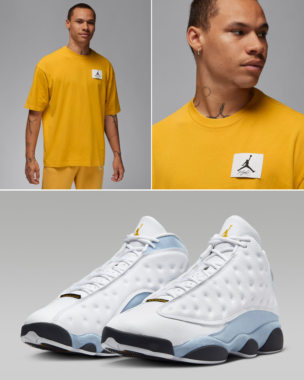Air-Jordan-13-Blue-Grey-Yellow-Ochre-Tee-Shirt