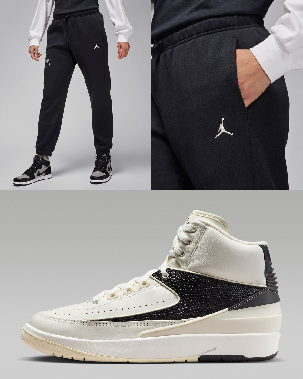 Air-Jordan-2-Womens-Sail-Black-Matching-Pants-Outfit