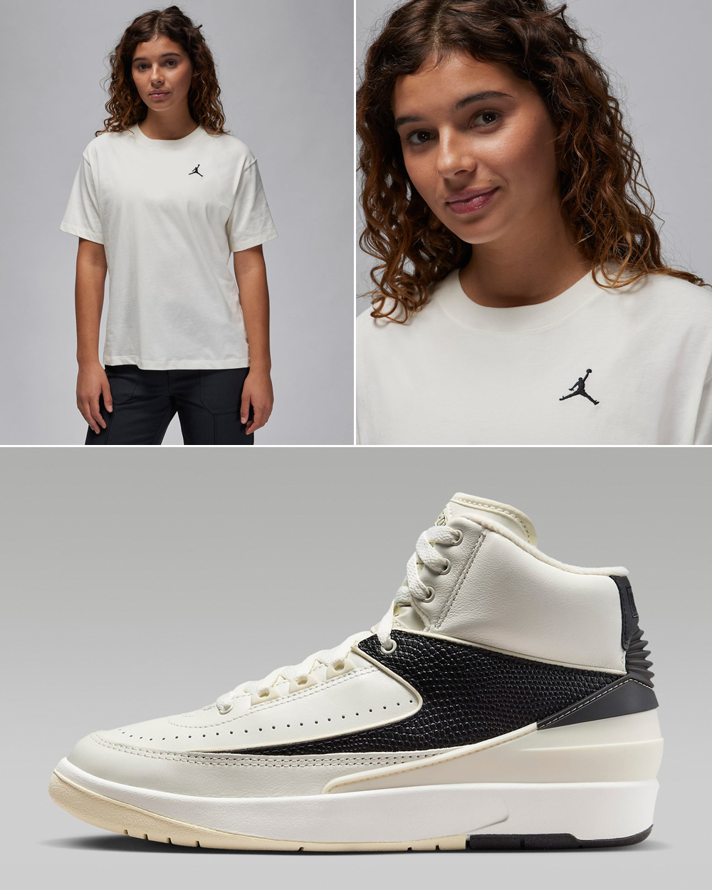 Air-Jordan-2-Womens-Sail-Black-Shirt-Matching-Outfit