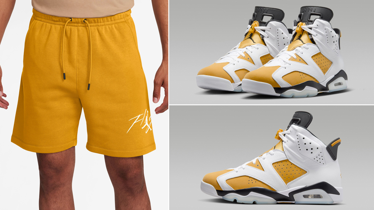 Air-Jordan-6-Yellow-Ochre-Fleece-Shorts