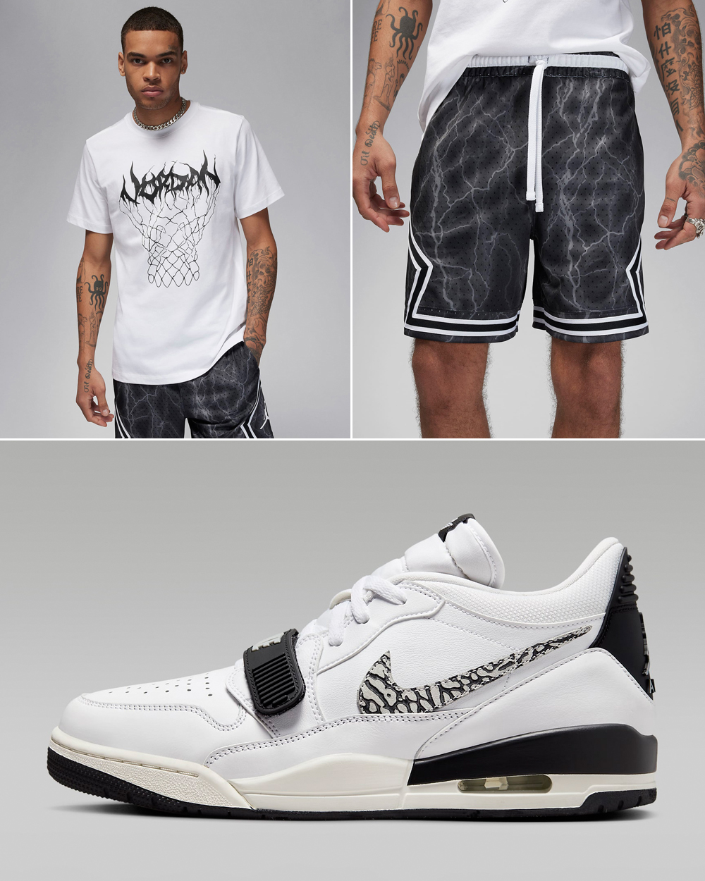 Air-Jordan-Legacy-312-Low-White-Black-Wolf-Grey-Shirt-Shorts-Outfit