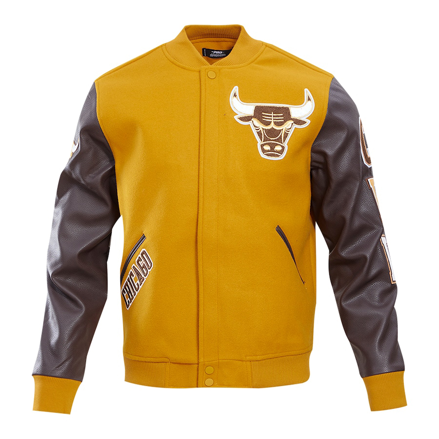 Chicago-Bulls-Pro-Standard-Wool-Varsity-Jacket-Yellow-Brown-1