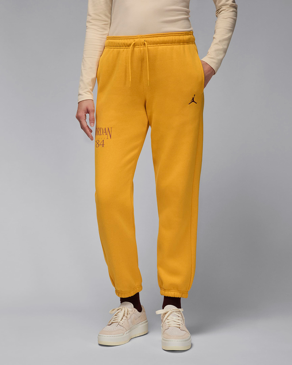 Jordan-Brooklyn-Womens-Fleece-Pants-Yellow-Ochre-Dusty-Peach-1