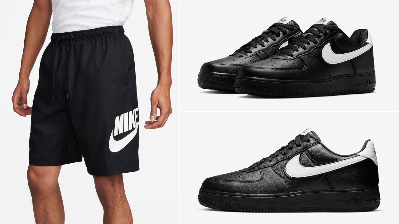 Nike Air Force 1 Low Black White Shorts Outfit