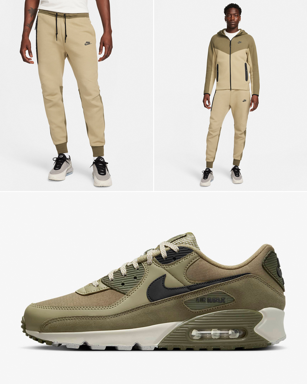 Nike-Air-Max-90-Neutral-Olive-Medium-Olive-Tech-Fleece-Joggers-Pants