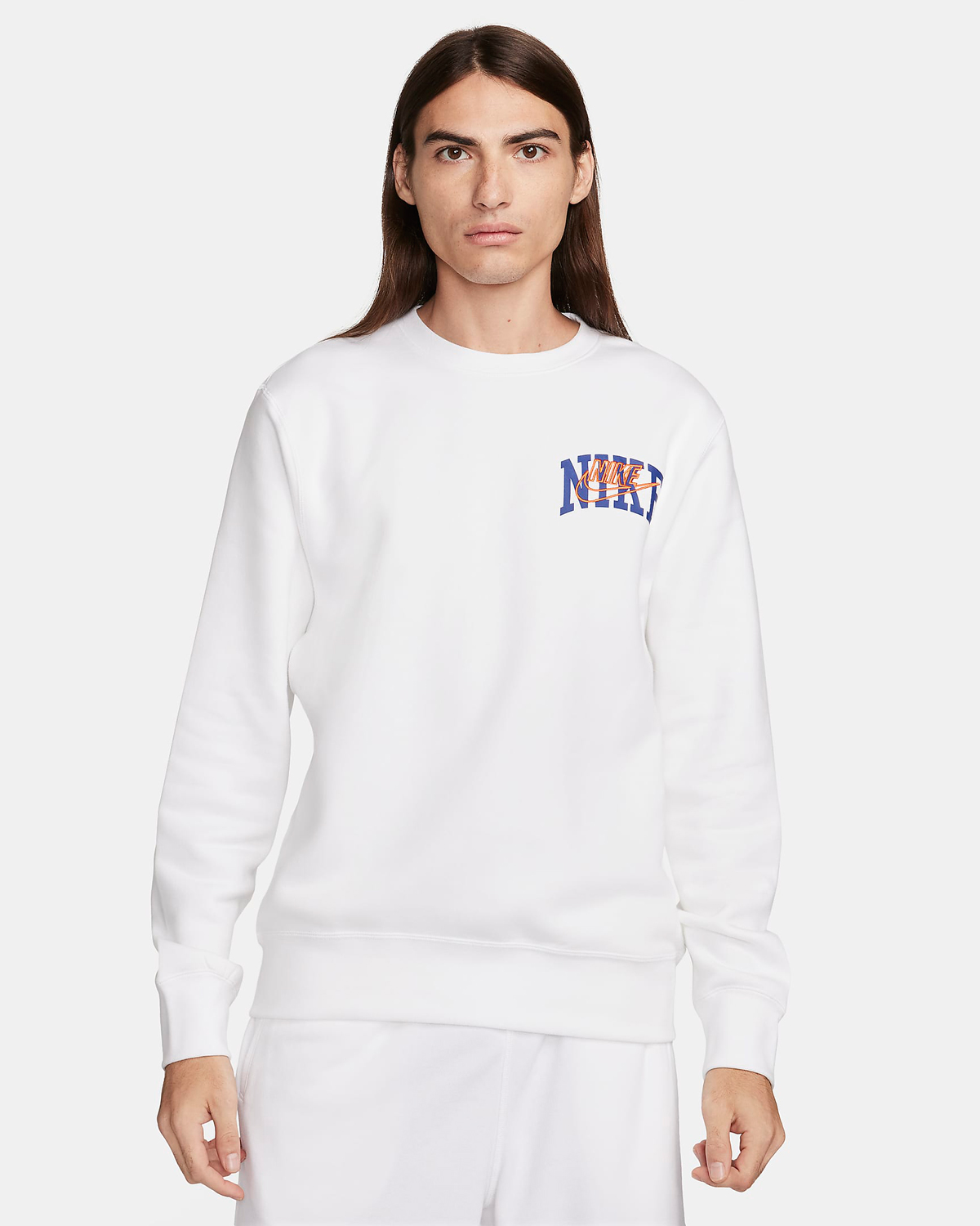 Nike-Club-Fleece-Crew-Sweatshirt-White-Royal-Blue-Orange-1