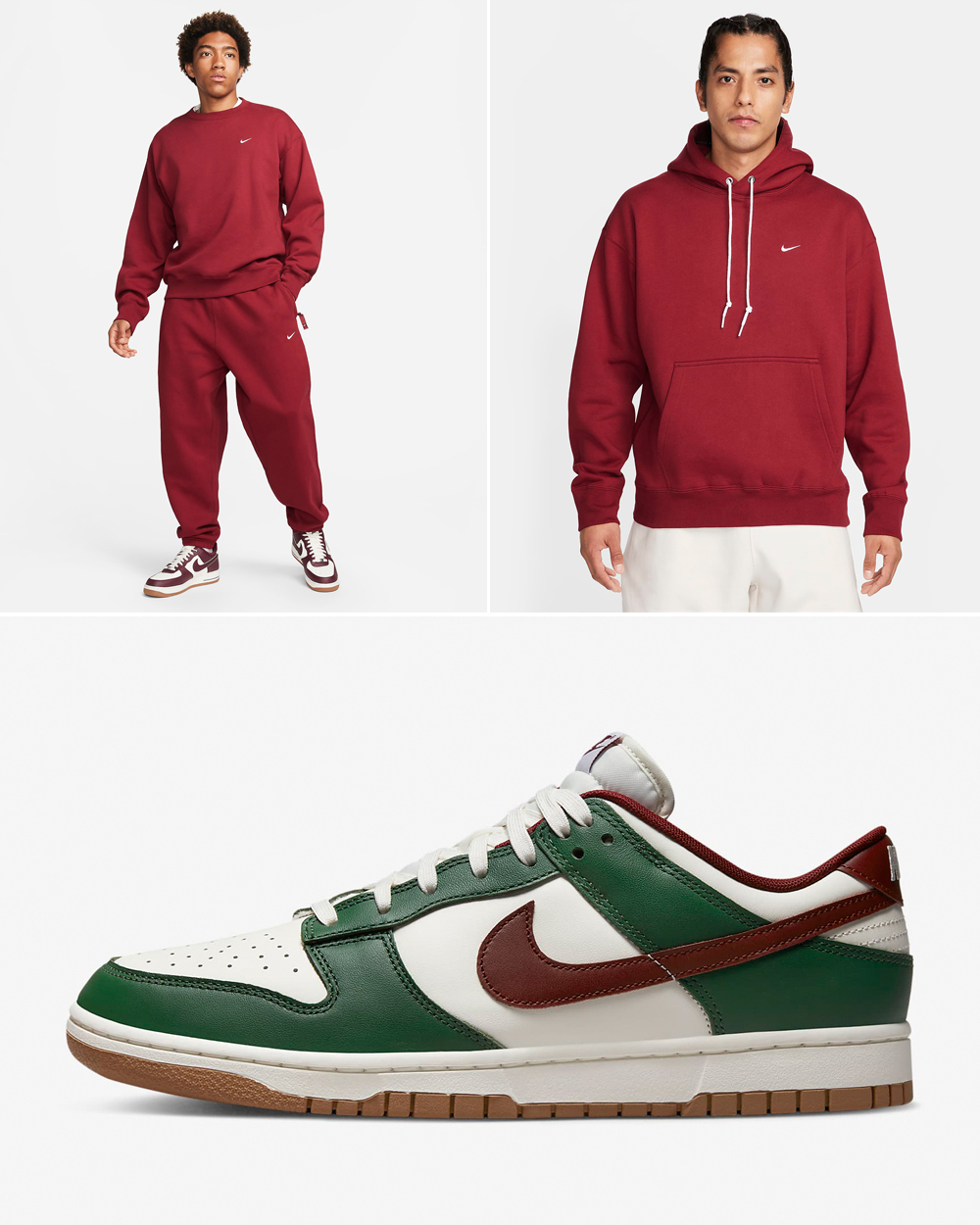 Nike Dunk Low Gorge Green Team Red Clothing Match