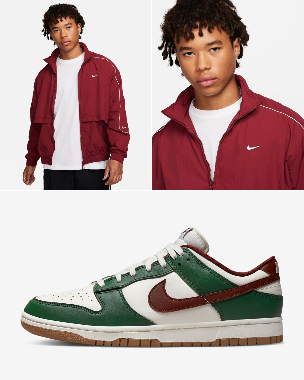 Nike Dunk Low Gorge Green Team Red Jacket Outfit