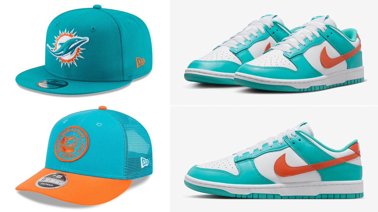 nike mid Dunk Low Miami Dolphins Hats
