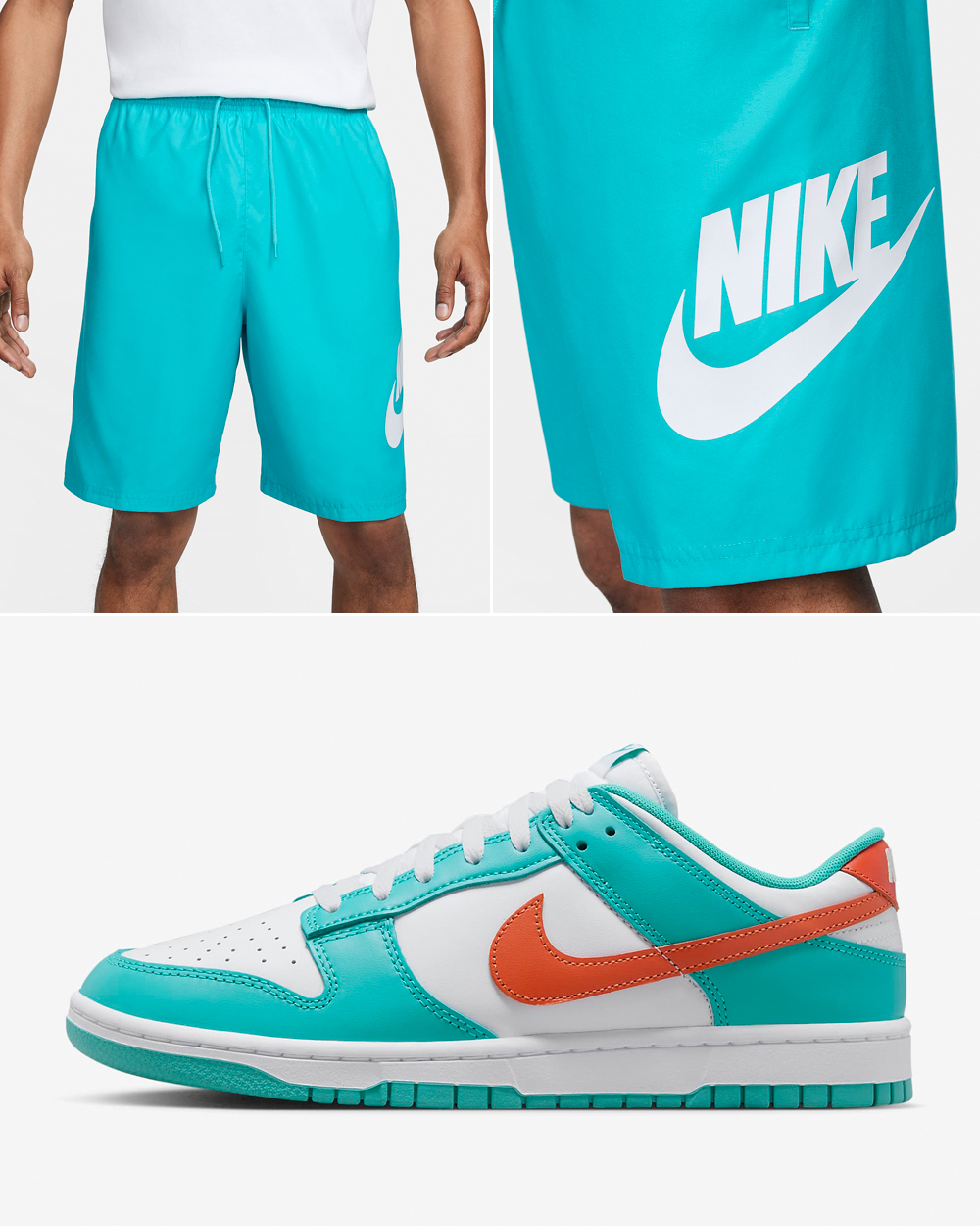 nike mid Dunk Low Miami Dolphins Shorts Matching Outfit
