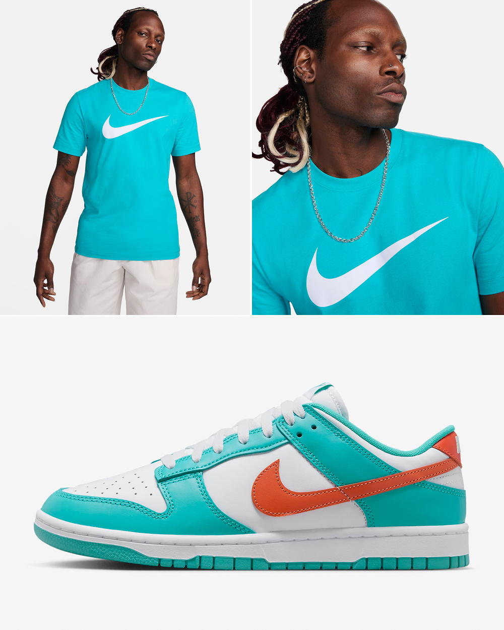 Nike Dunk Low Miami Dolphins T Shirt Matching Outfit