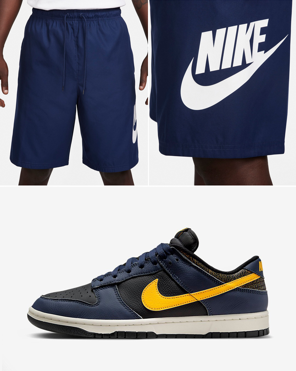 Nike Dunk Low Vintage Michigan Midnight Navy Shorts