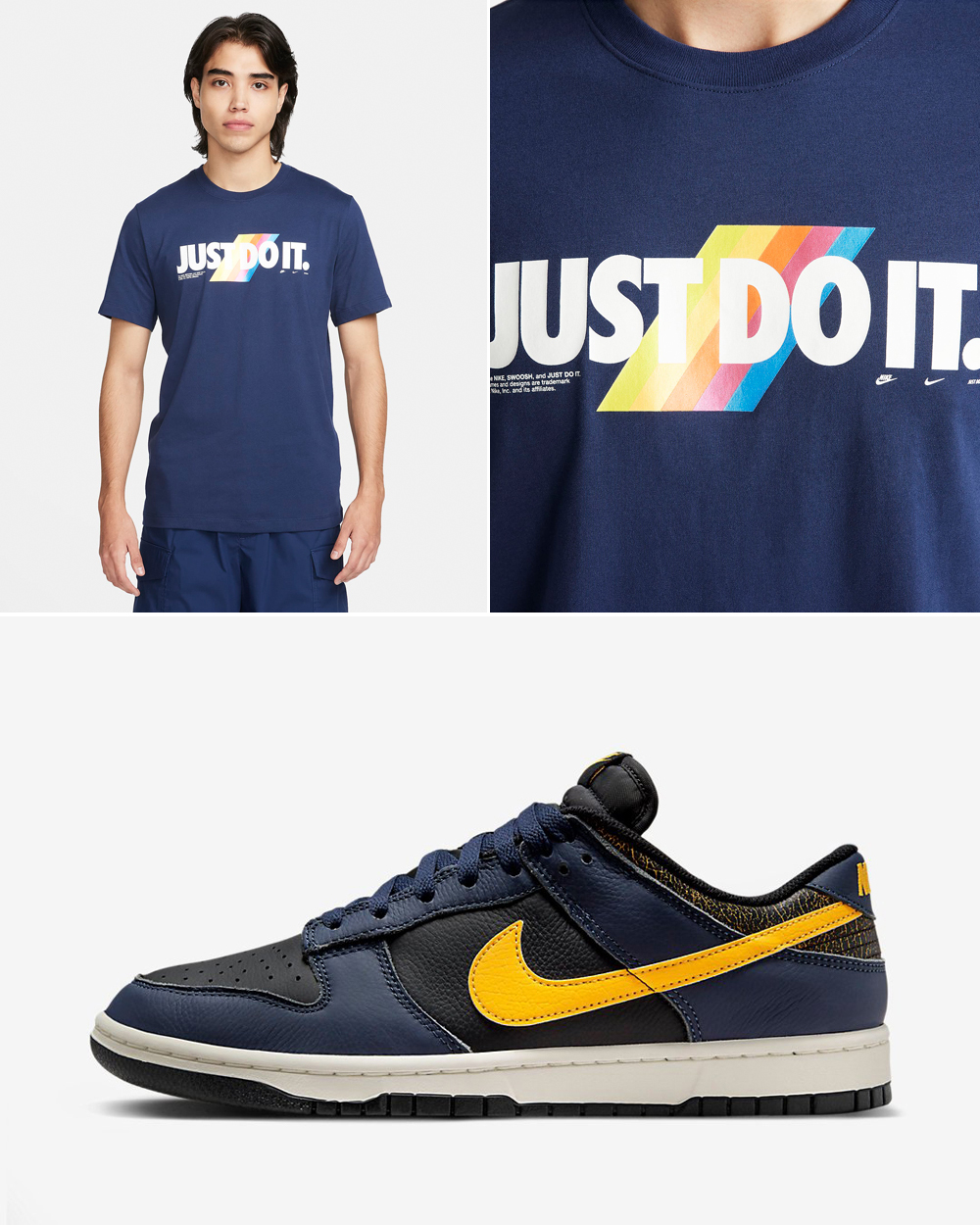 Nike Dunk Low Vintage Michigan Midnight Navy T Shirt