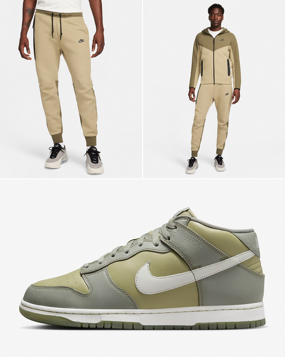 Nike Dunk Mid Dark Stucco Neutral Olive Hoodie Pants Matching Outfit