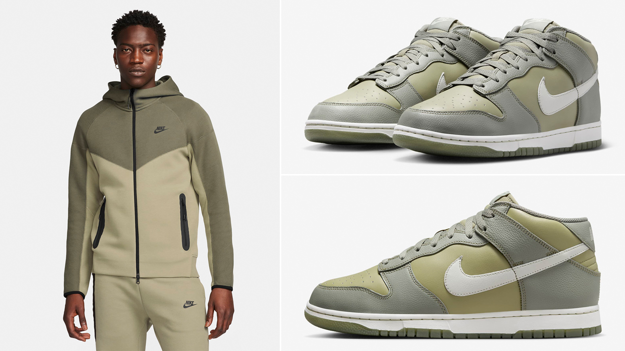 Nike Dunk Mid Dark Stucco Neutral Olive Outfits Shirts Clothing Match