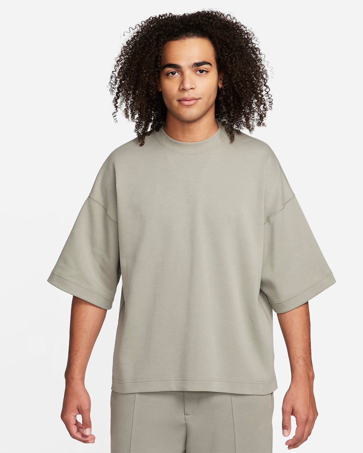 Nike-Tech-Fleece-Reimagined-Short-Sleeve-Sweatshirt-Dark-Stucco