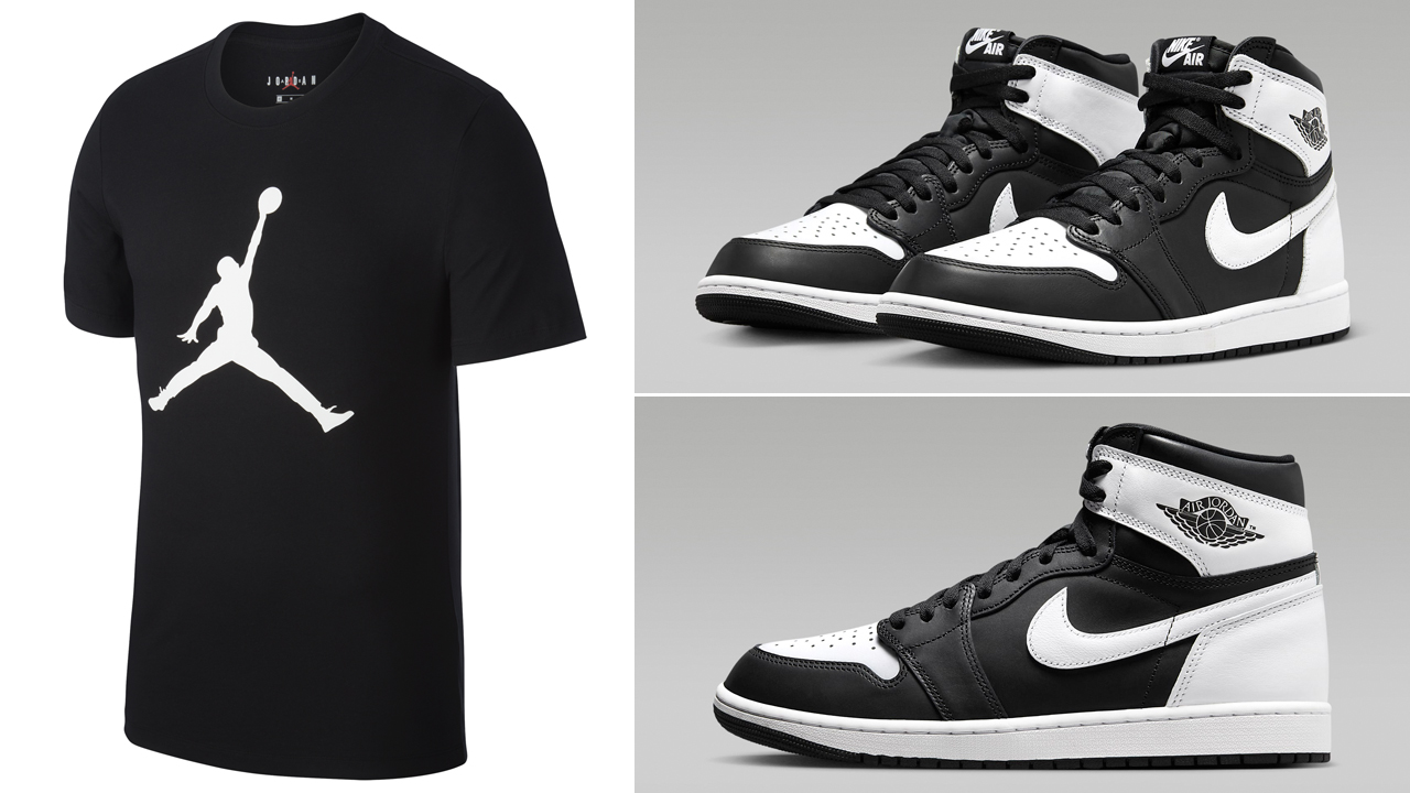 Air-Jordan-1-High-Black-White-Matching-T-Shirt-1