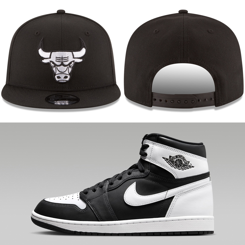 Air-Jordan-1-High-Black-White-New-Era-Bulls-Snapback-Hat