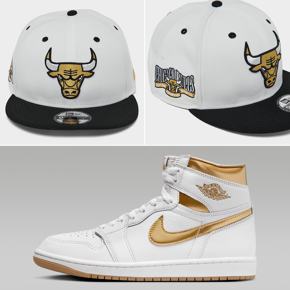 Air-Jordan-1-High-Metallic-Gold-Bulls-Snapback-Hat