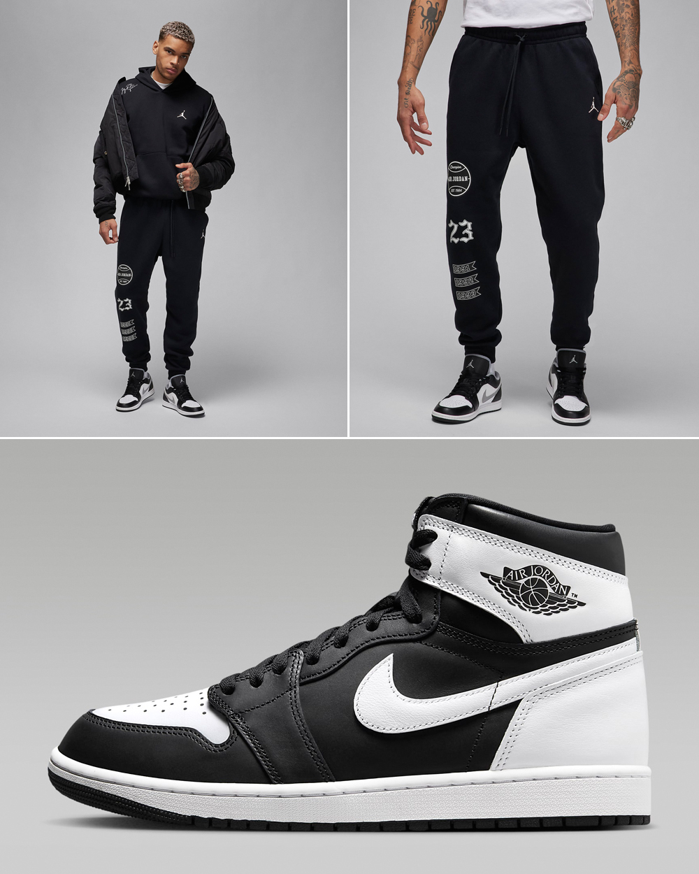 Air-Jordan-1-Retro-High-OG-Black-White-Hoodie-Pants-Matching-Outfit