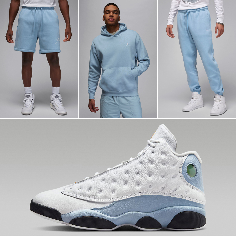 Air-Jordan-13-Blue-Grey-Fleece-Hoodie-Shorts-Pants