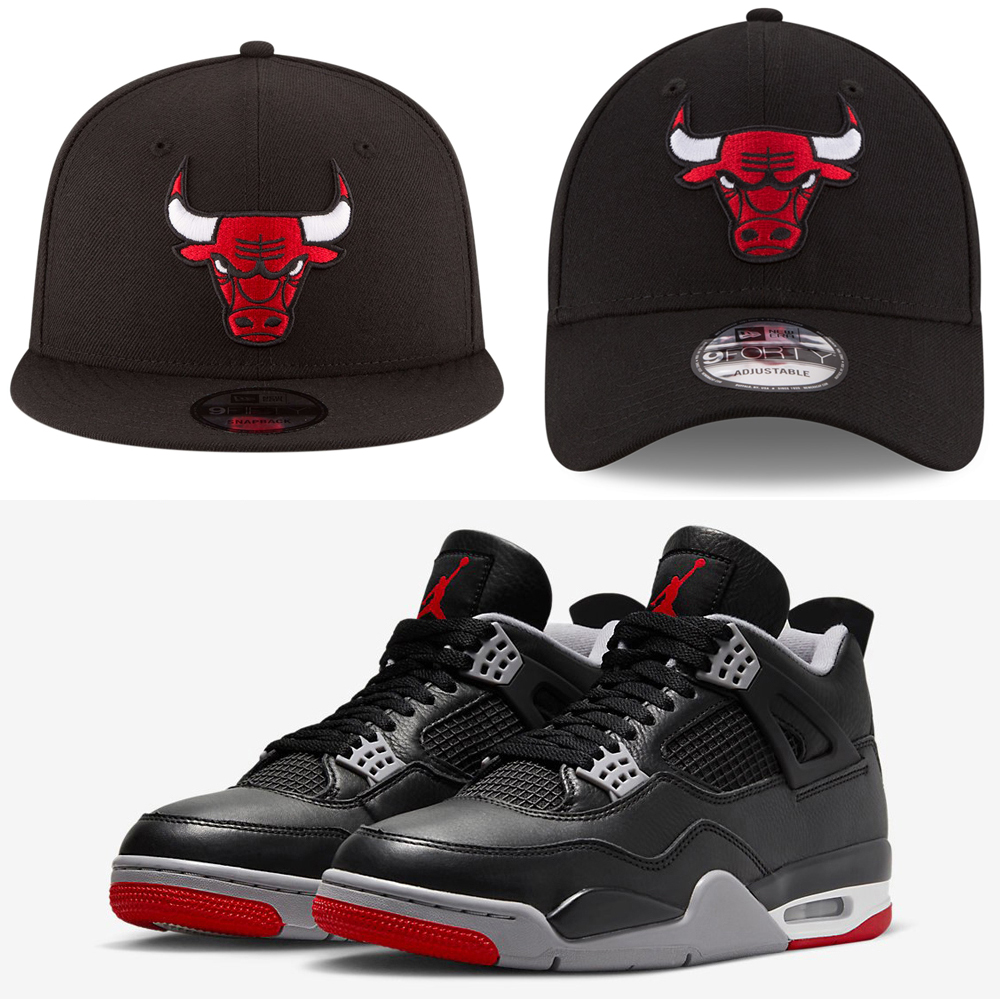 Air-Jordan-4-Bred-Chicago-Bulls-Caps-New-Era