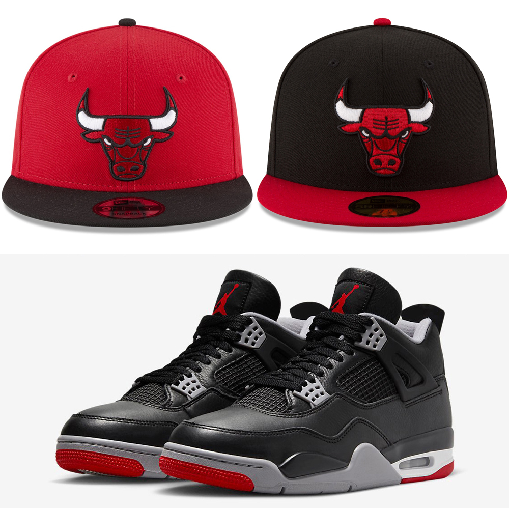 Air-Jordan-4-Bred-Chicago-Bulls-Hats-New-Era