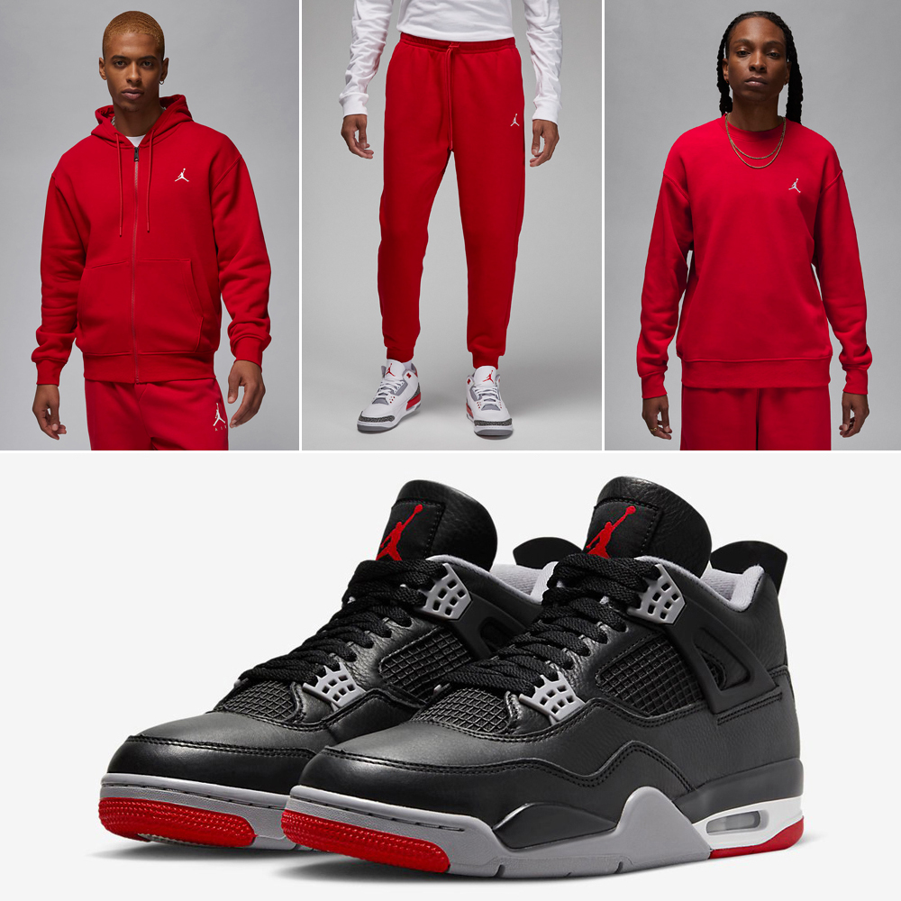 Jordan 4 Bred Reimagined Fleece Outfits Hoodies Pants Shorts