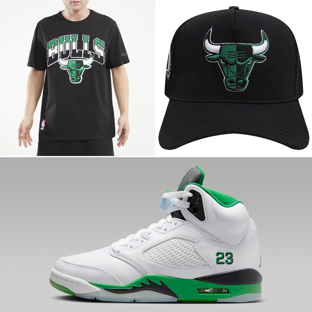 Air-Jordan-5-Lucky-Green-Bulls-Shirt-Hat-Outfit