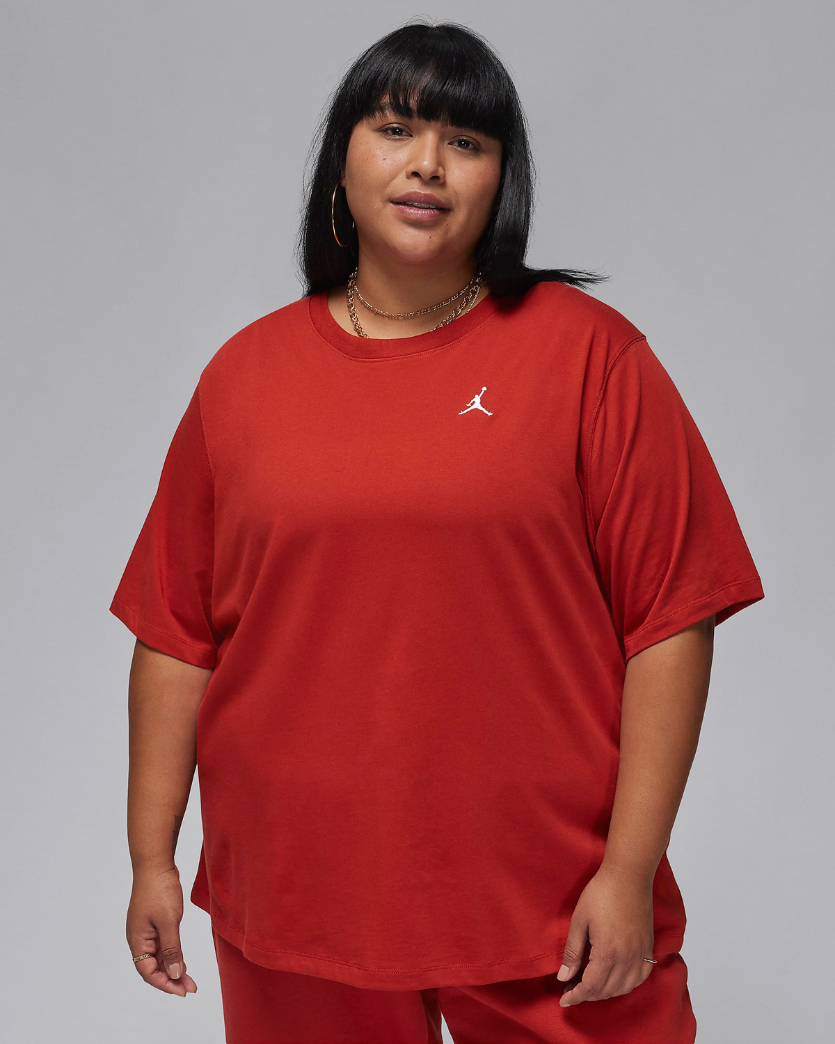 Jordan-Essentials-Womens-T-Shirt-Plus-Size-Dune-Red-1