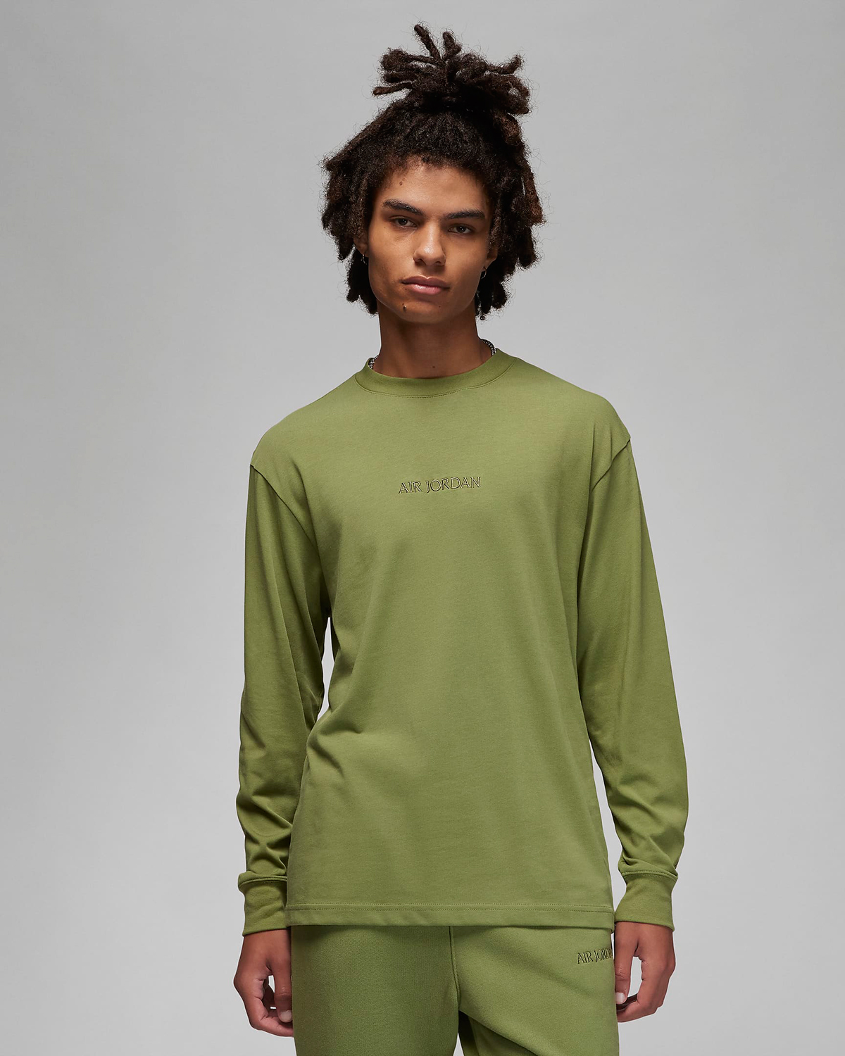 Jordan-Wordmark-Long-Sleeve-T-Shirt-Olive-Green-1