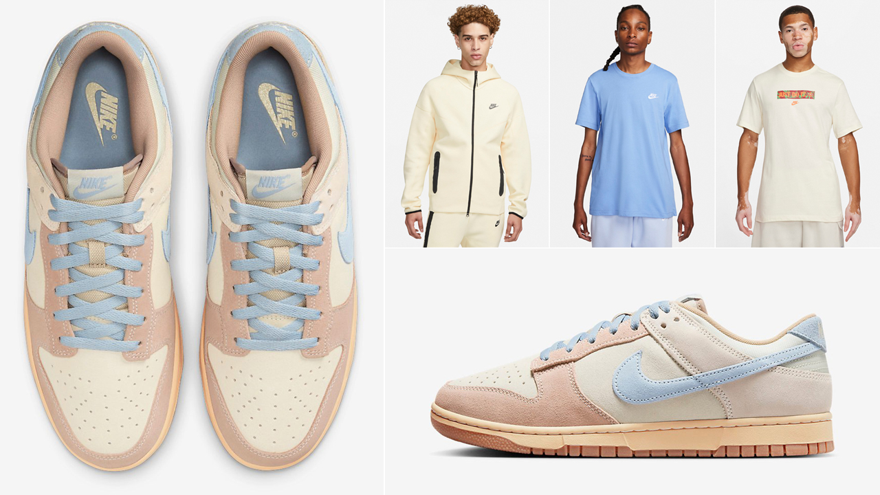 Nike-Dunk-Low-Coconut-Milk-Light-Armory-Blue-Shirts-Hats-Clothing-Outfits