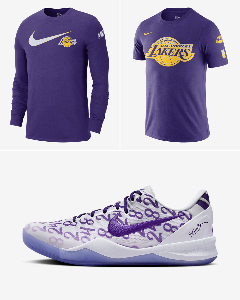 Nike Kobe 8 Protro Court Purple Lakers Shirts