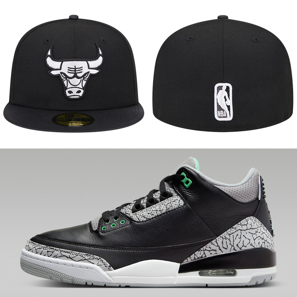 Air-Jordan-3-Green-Glow-Bulls-New-Era-Fitted-Hat