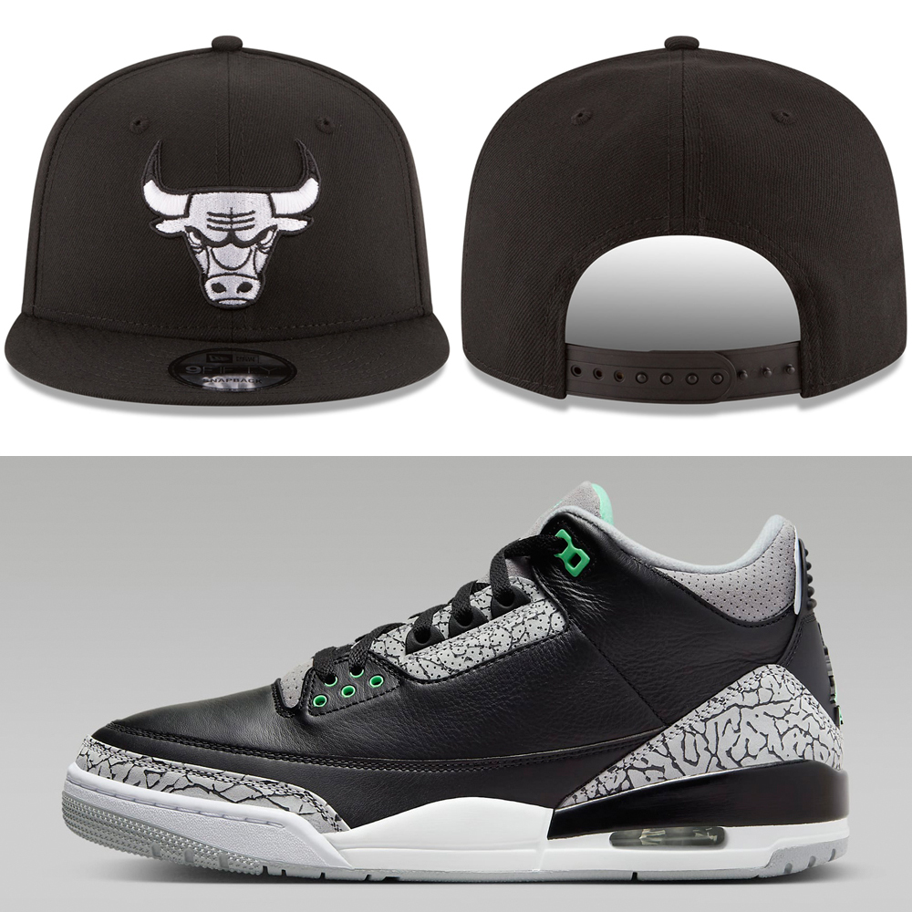 Air-Jordan-3-Green-Glow-Bulls-Snapback-Hat-New-Era