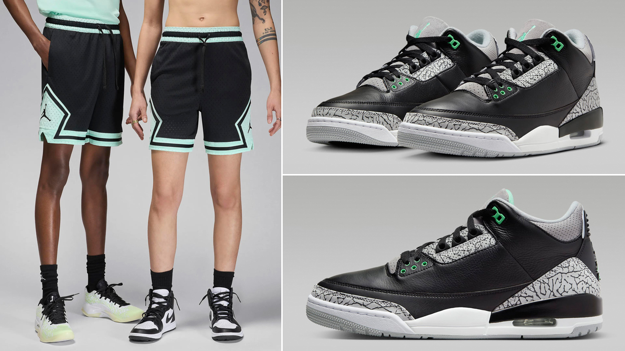 Air-Jordan-3-Green-Glow-Matching-Shorts-1
