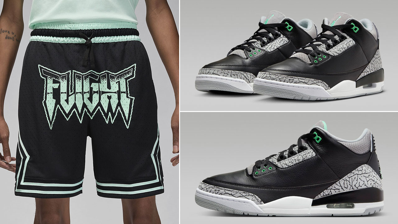 Air Jordan 3 Green Glow Shorts Outfit 1