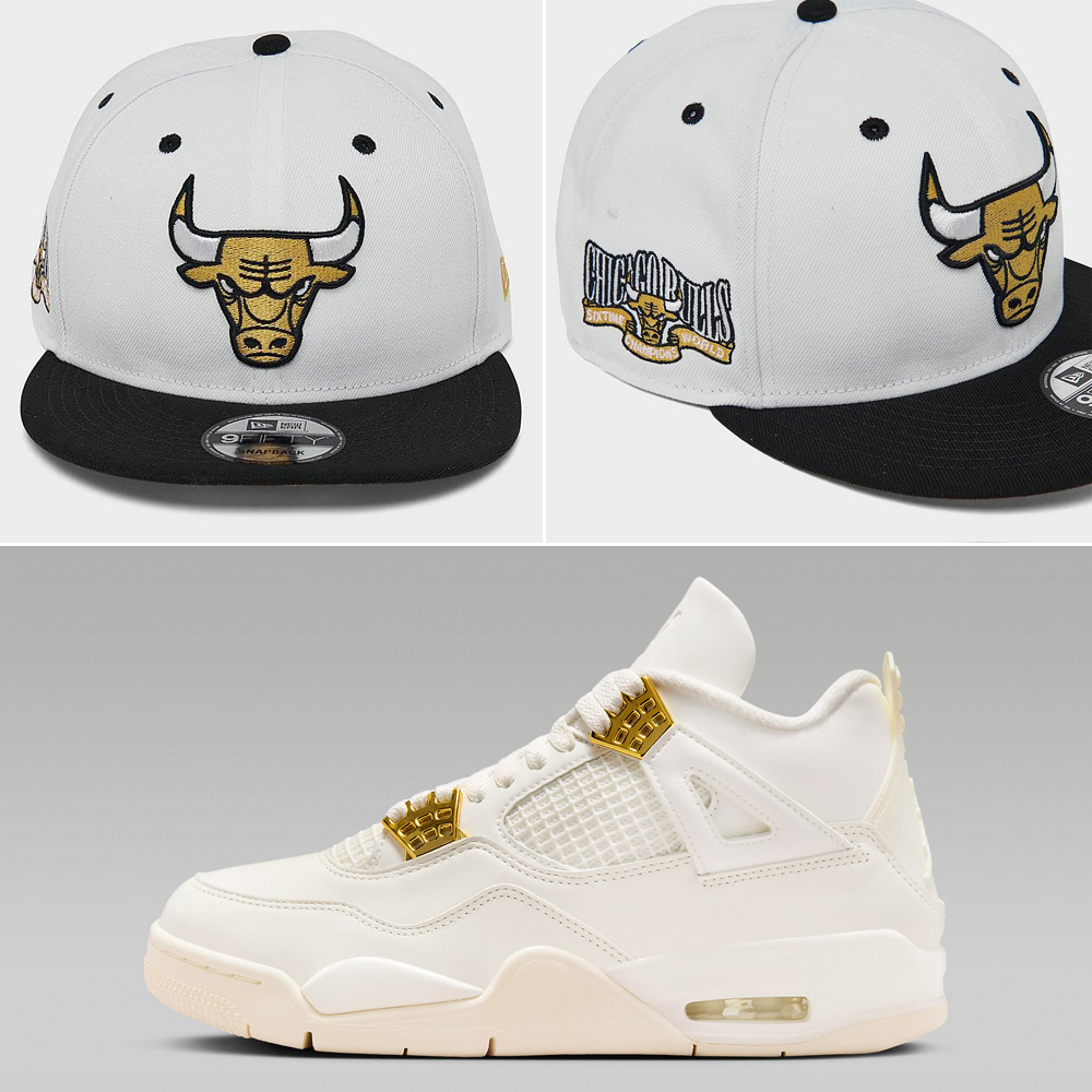 Air-Jordan-4-Metallic-Gold-Bulls-Hat-New-Era