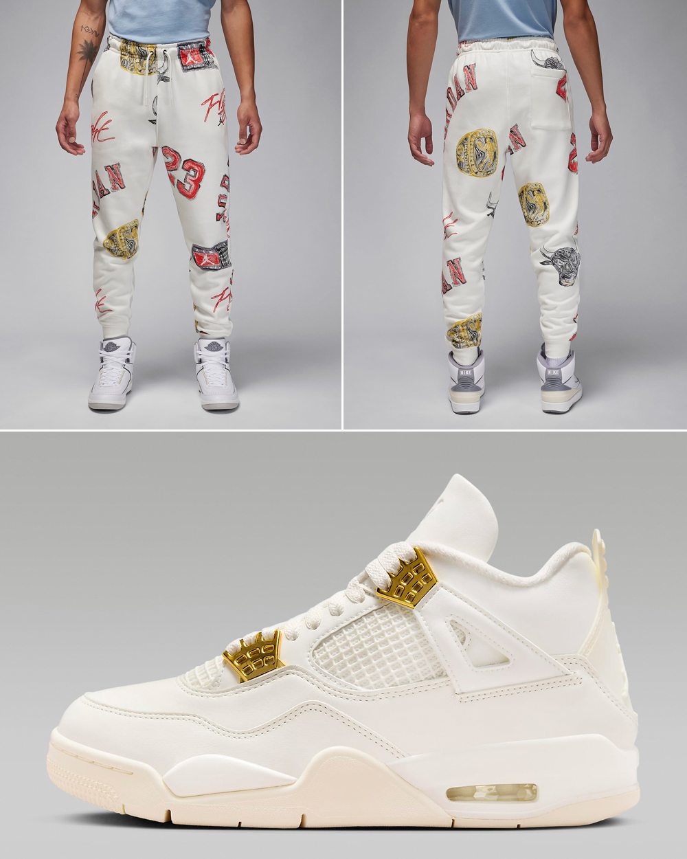 Air-Jordan-4-Sail-Metallic-Gold-Pants-Outfit