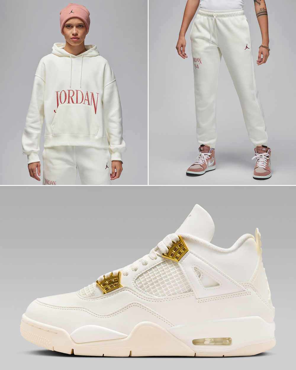 Air-Jordan-4-Womens-Sail-Gold-Hoodie-Pants-Outfit