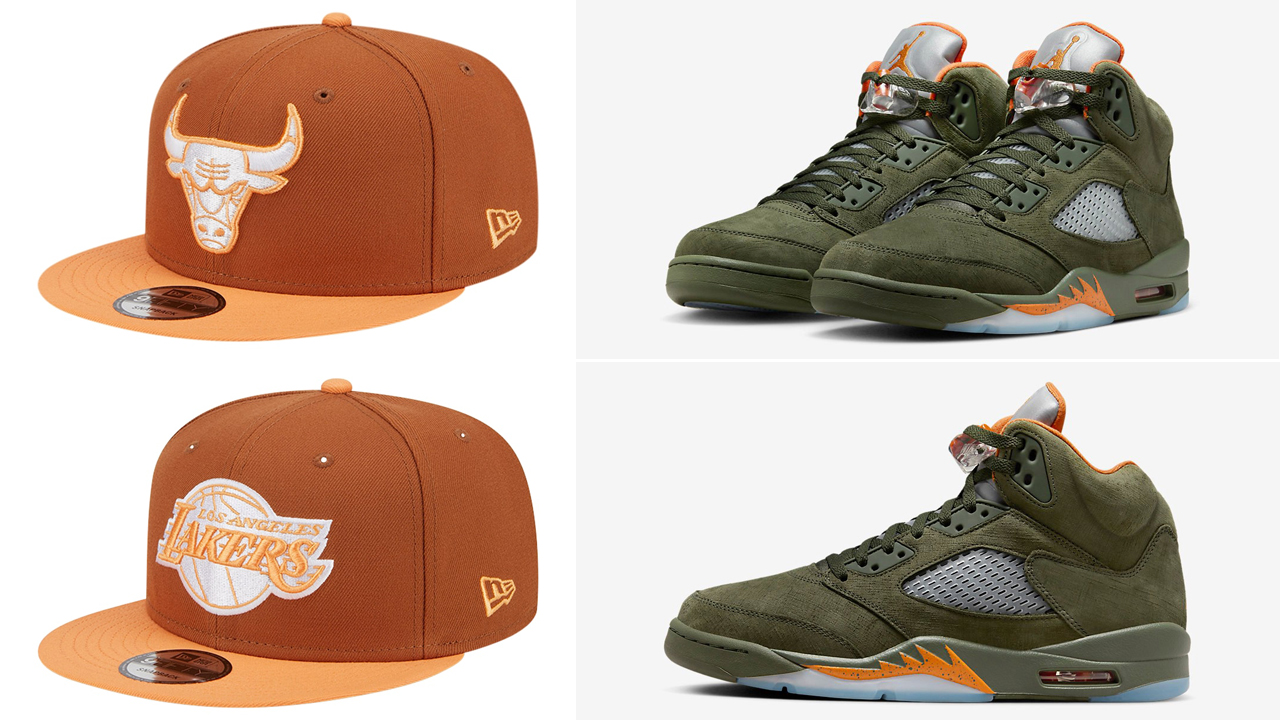 Air-Jordan-5-Olive-Orange-Hats