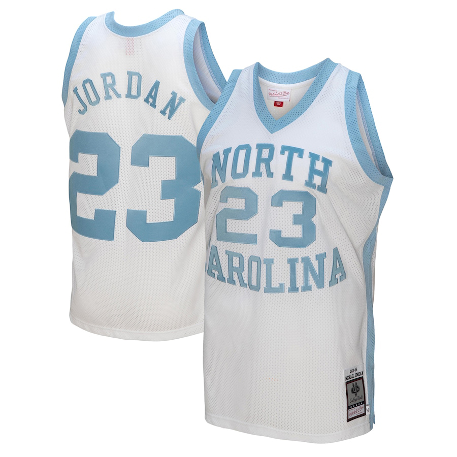 Michael-Jordan-UNC-North-Carolina-Tar-Heels-Basketball-Jersey-White-Blue